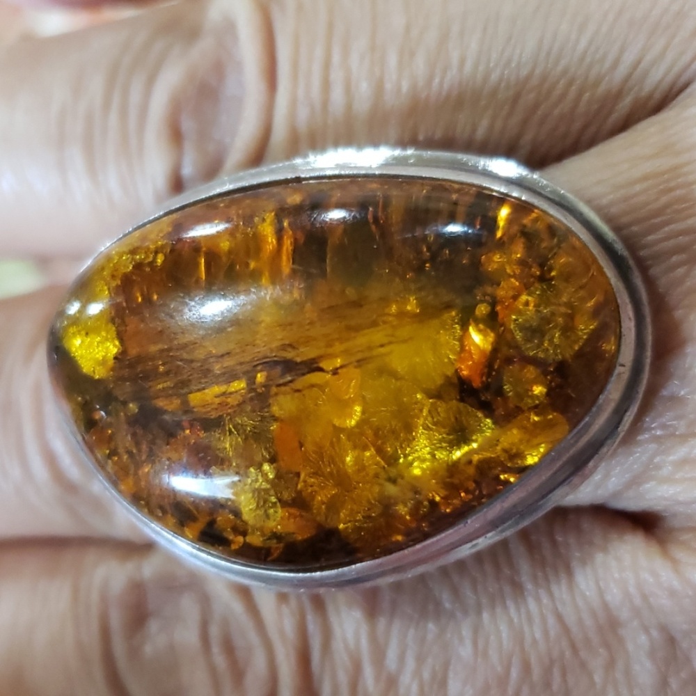 Sterling silver and Amber ring